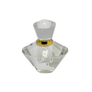 Vintage Faceted Clear Crystal Perfume Bottle with Stopper